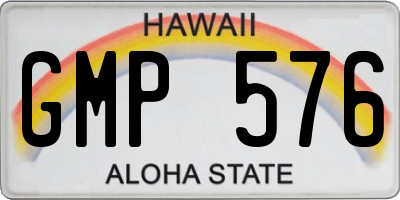 HI license plate GMP576
