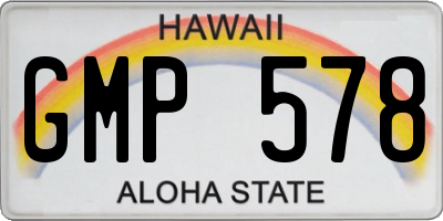 HI license plate GMP578