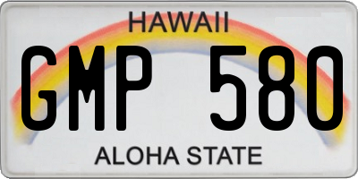 HI license plate GMP580