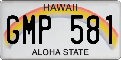 HI license plate GMP581