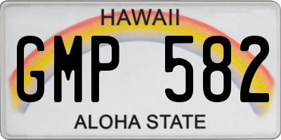 HI license plate GMP582