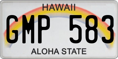 HI license plate GMP583