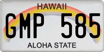 HI license plate GMP585