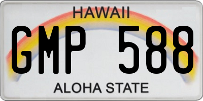HI license plate GMP588
