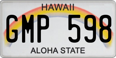 HI license plate GMP598