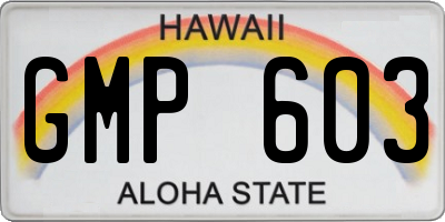 HI license plate GMP603