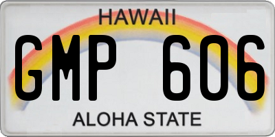 HI license plate GMP606