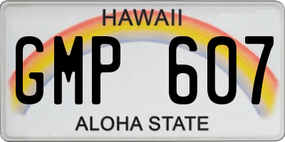 HI license plate GMP607