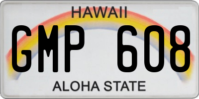HI license plate GMP608