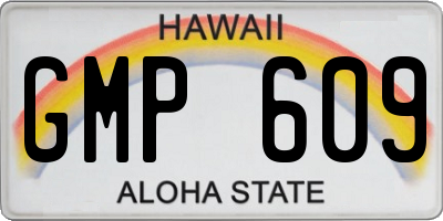 HI license plate GMP609