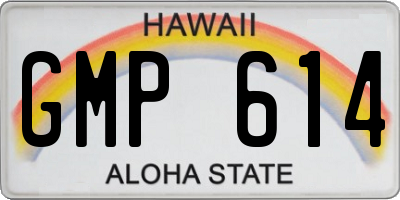 HI license plate GMP614