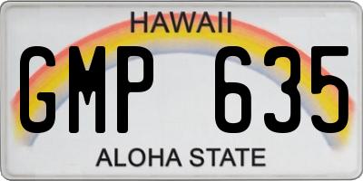 HI license plate GMP635