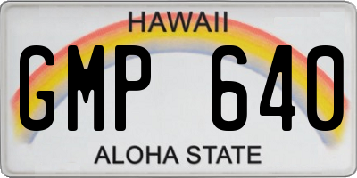 HI license plate GMP640