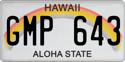 HI license plate GMP643