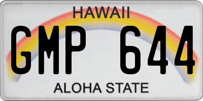 HI license plate GMP644