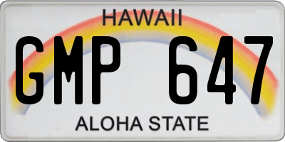 HI license plate GMP647