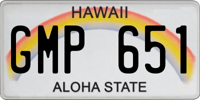 HI license plate GMP651