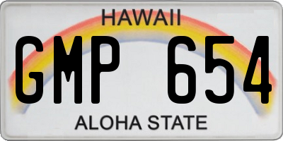 HI license plate GMP654