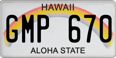 HI license plate GMP670