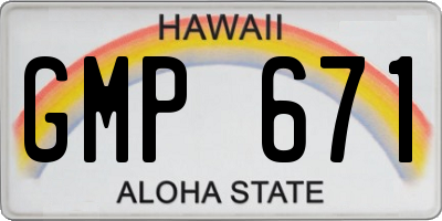 HI license plate GMP671