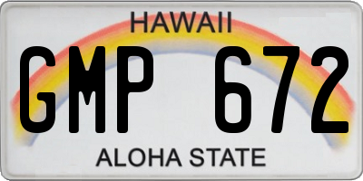 HI license plate GMP672