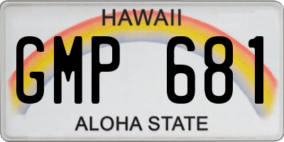 HI license plate GMP681