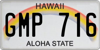 HI license plate GMP716