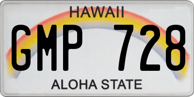 HI license plate GMP728