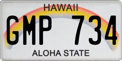 HI license plate GMP734
