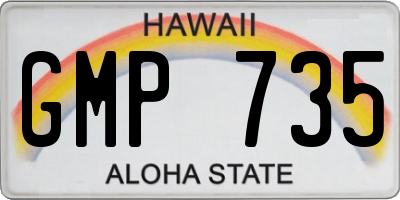 HI license plate GMP735