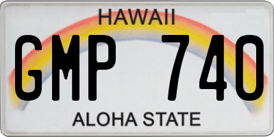 HI license plate GMP740