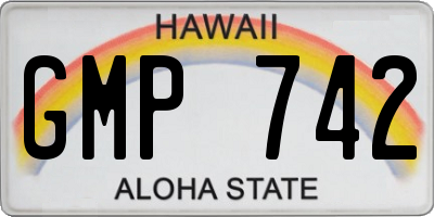 HI license plate GMP742