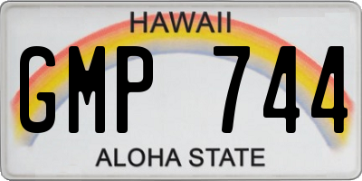 HI license plate GMP744