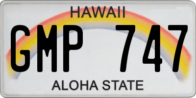 HI license plate GMP747