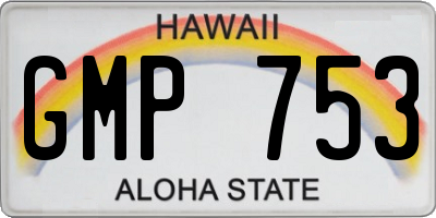 HI license plate GMP753