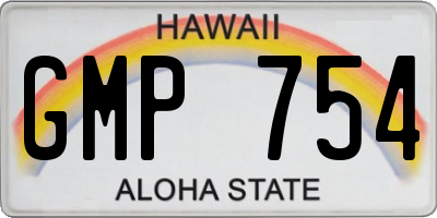 HI license plate GMP754