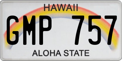 HI license plate GMP757