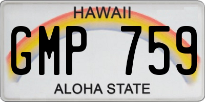 HI license plate GMP759
