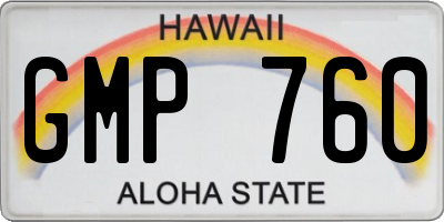 HI license plate GMP760