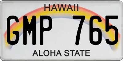 HI license plate GMP765