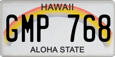 HI license plate GMP768