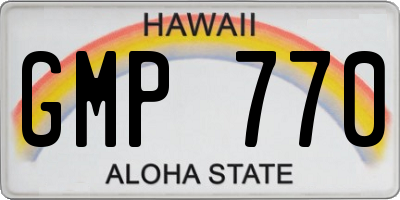 HI license plate GMP770