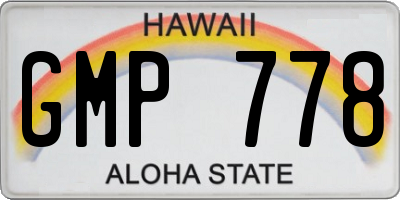 HI license plate GMP778