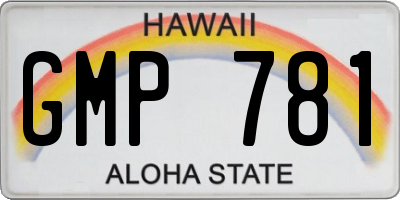 HI license plate GMP781