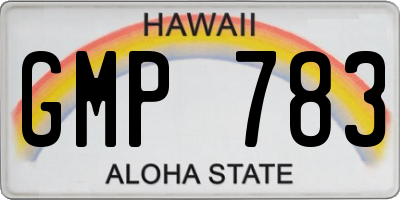 HI license plate GMP783