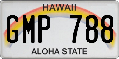HI license plate GMP788