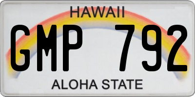 HI license plate GMP792