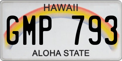 HI license plate GMP793