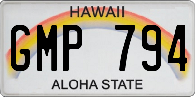 HI license plate GMP794