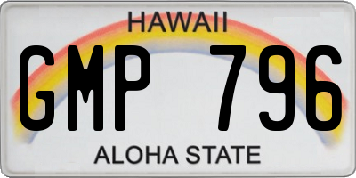 HI license plate GMP796